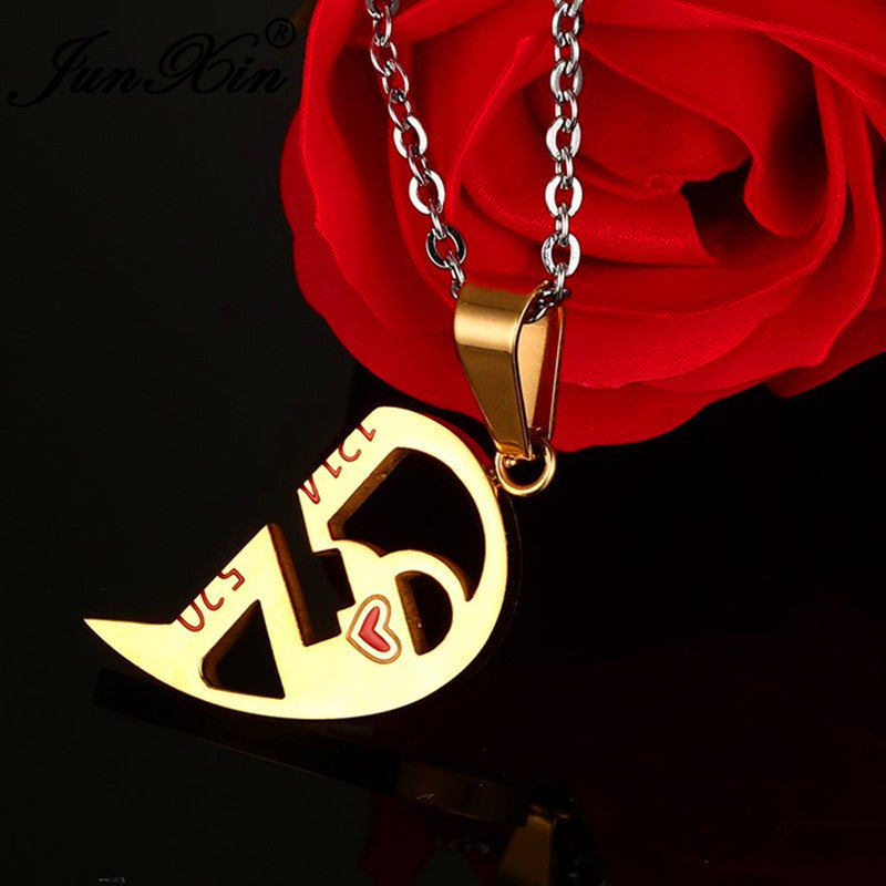 heart magnet couple double pendant