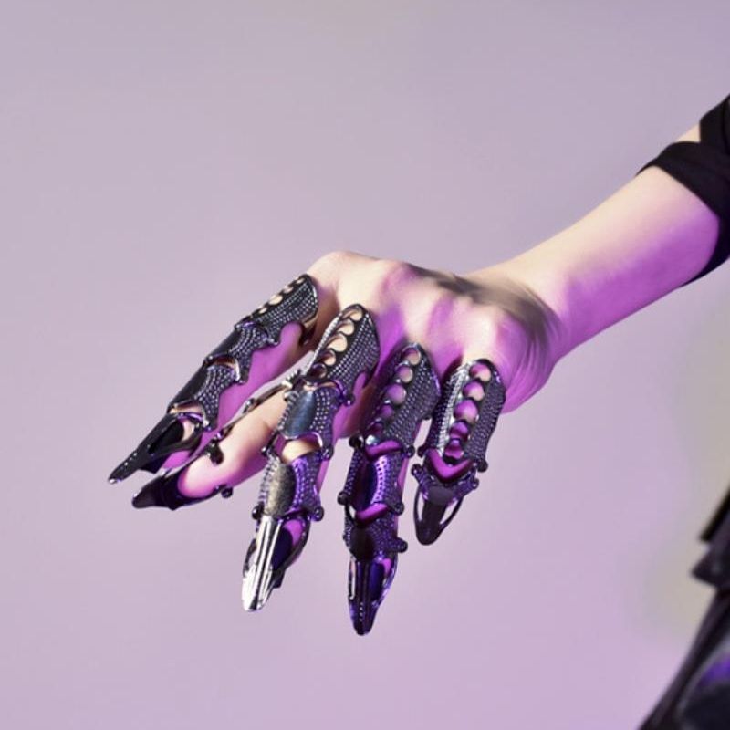 mecha goth metallic rings
