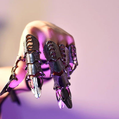 mecha goth metallic rings