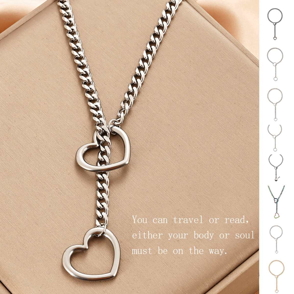 Heart chain lariat choker