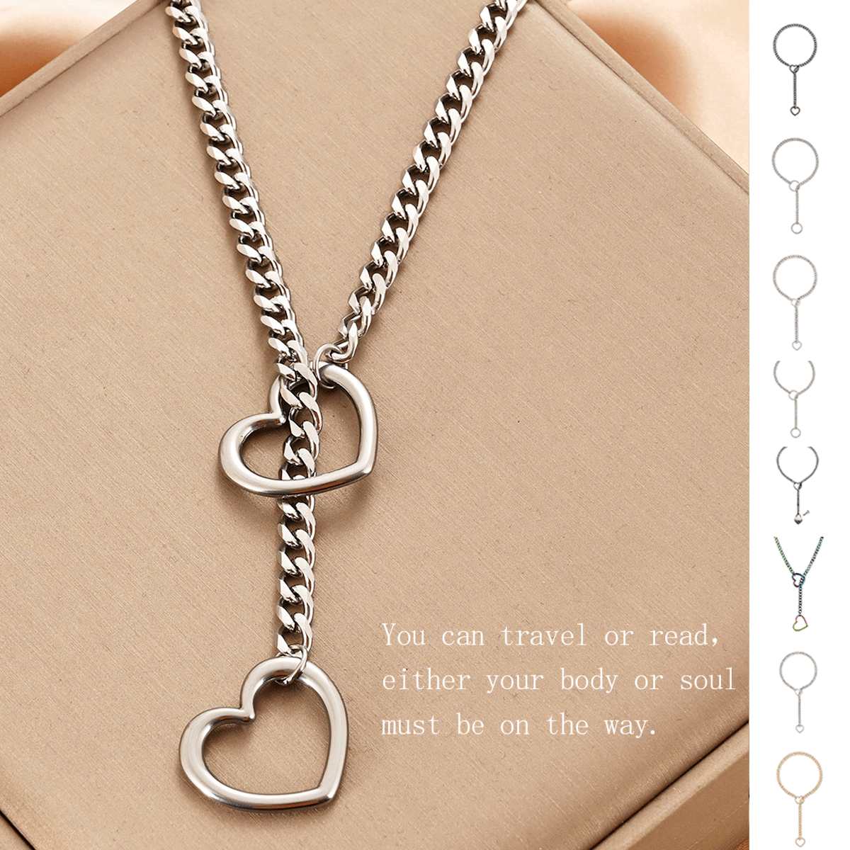Heart chain lariat choker